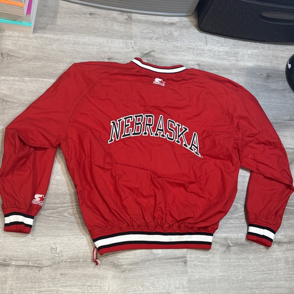 Vintage Starter Nebraska Cornhuskers 1/4 Button Pullover Red Men's Size L 90s‎ - Picture 8 of 9